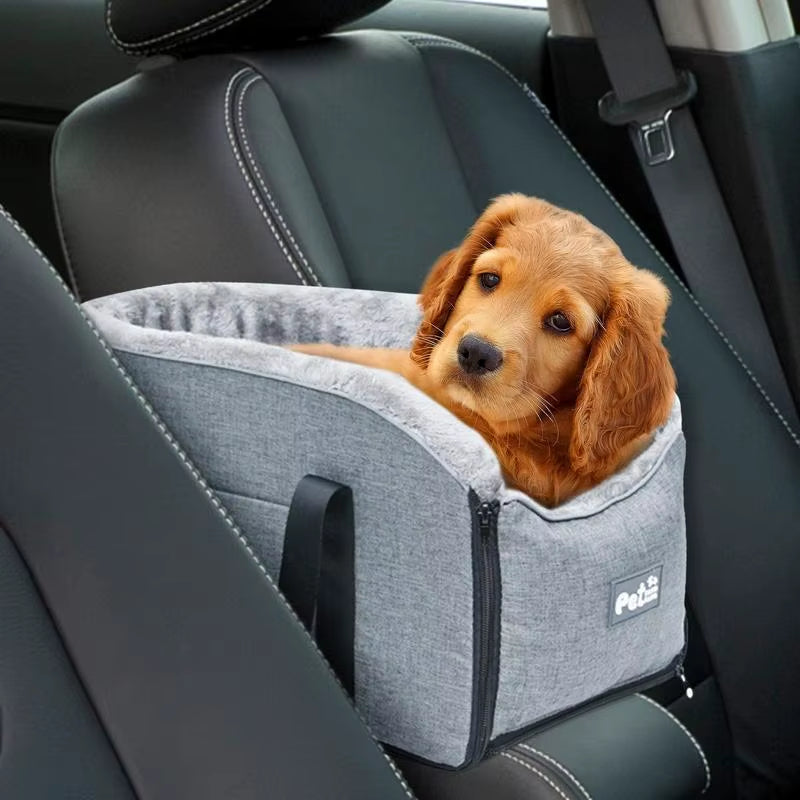 Ultimate Portable Pet Car Seat - Nonslip Safety Carrier for Dogs & Cats with Central Control and Armrest Box!